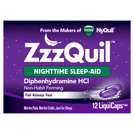 Vicks Zzzquil Night Time Sleep Aid Liquicaps; 12 Count; 6 Per Box; 4 Per Case