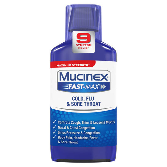 Mucinex Complex Max Liquid Cold & Flu & Sore Throat; 6 Fluid Ounces; 6 Per Case