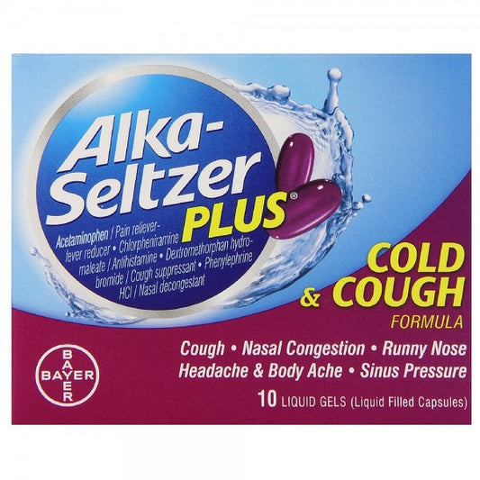 Alka-Seltzer Cold & Cough Liquid Gels Plus; 10 Piece; 3 Per Box; 8 Per Case