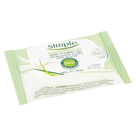 Simple Eye Makeup Remover Pads; 30 Piece; 6 Per Case