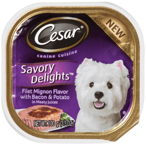 Cesar Canine Cuisine Filet Mignon Flavor With Bacon And Potato; 3.5 Ounces; 24 Per Case