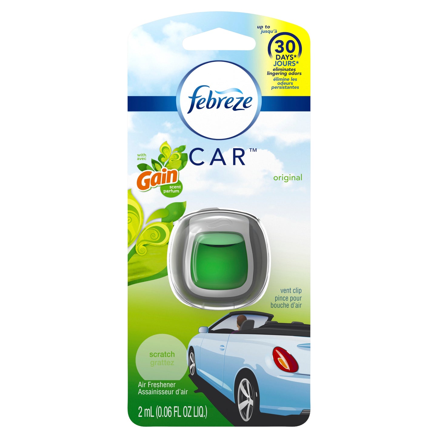 Febreze Air Freshener Car Vent Gain Scent; 0.06 Fluid Ounces; 8 Per Case