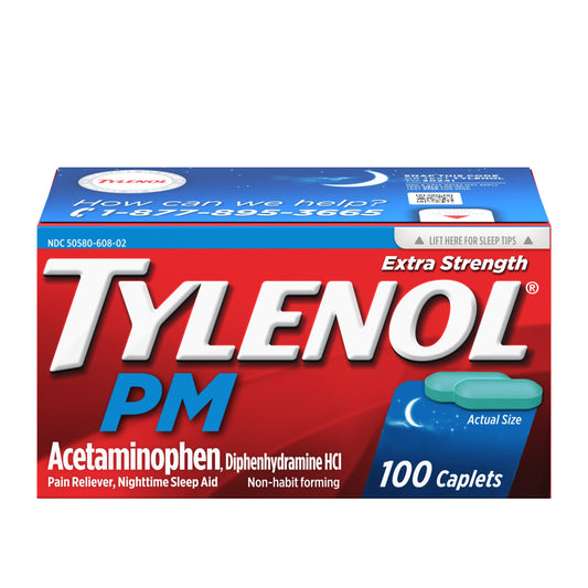 Tylenol Pm Caplets Extra Strength; 100 Count; 6 Per Box; 8 Per Case