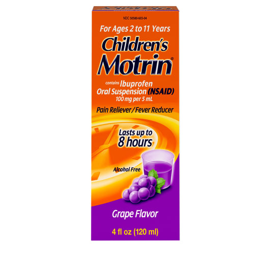 Motrin Children's Oral Suspension Grape; 4 Fluid Ounces; 3 Per Box; 12 Per Case