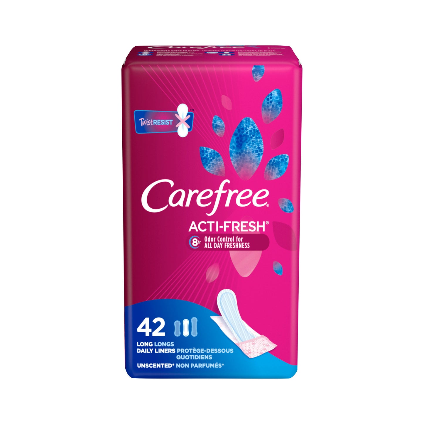 Carefree Pantiliner Extra Long Unscented; 42 Count; 8 Per Case