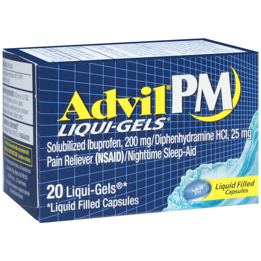 Advil Pm Liquigels; 20 Each; 6 Per Box; 12 Per Case