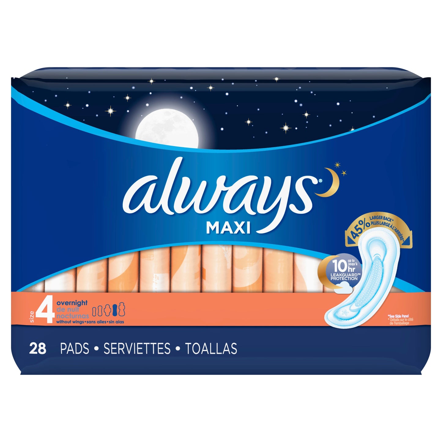 Always Maxi Pads Overnight No Wing; 28 Count; 6 Per Case