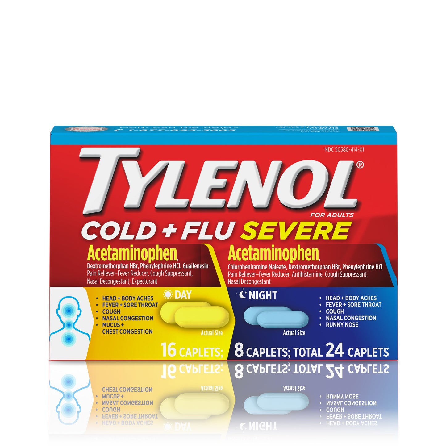 Tylenol Day & Night Capsule Cold & Flu; 24 Count; 6 Per Box; 8 Per Case