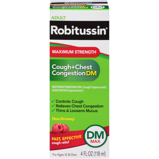 Robitussin Dm Max Cough & Chest Congestion; 4 Ounce; 3 Per Box; 8 Per Case