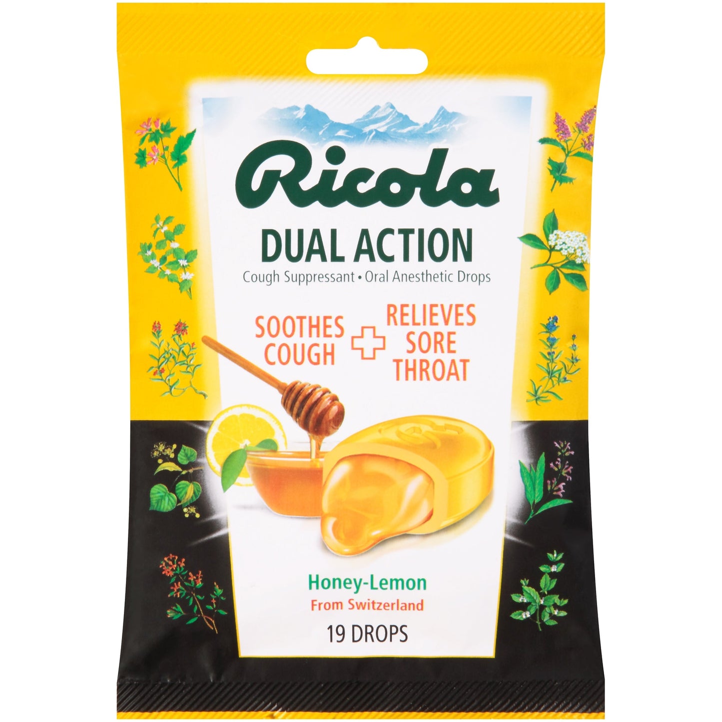 Ricola Dual Action Honeylemon Throat Drops; 19 Count; 12 Per Box; 2 Per Case