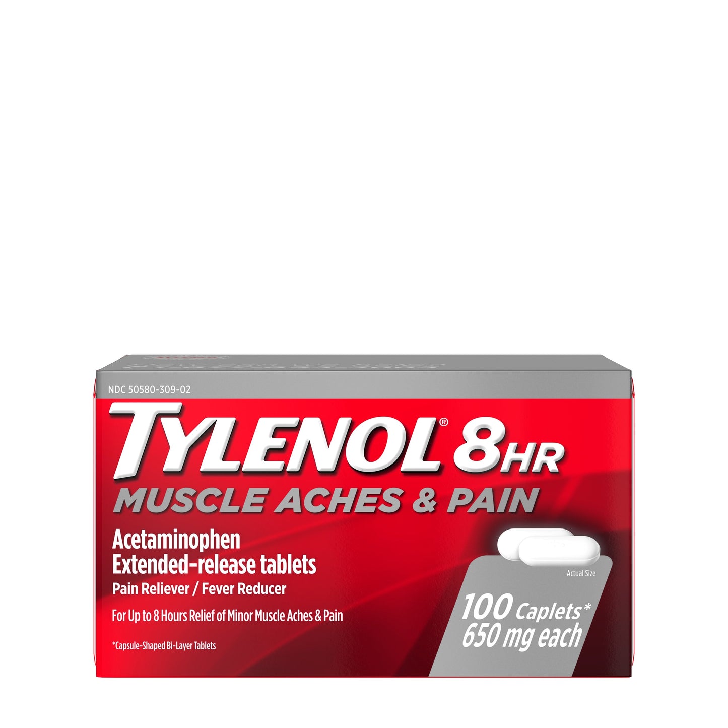 Tylenol 8 Hour Caplets; 100 Count; 3 Per Box; 16 Per Case