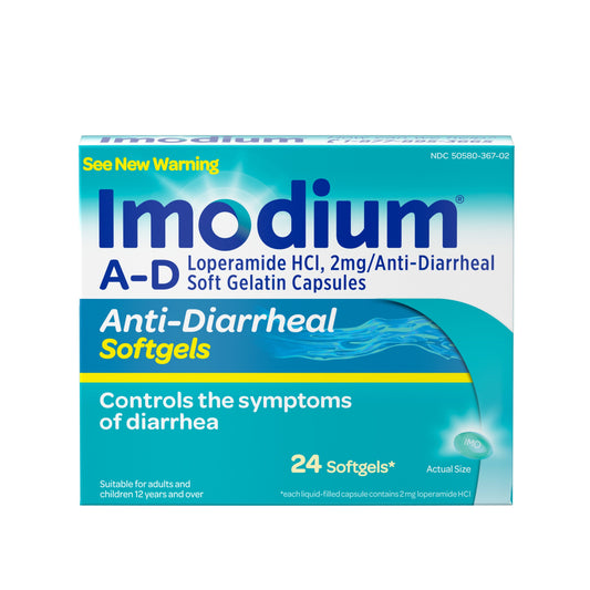 Imodium Softgels; 24 Count; 6 Per Box; 8 Per Case