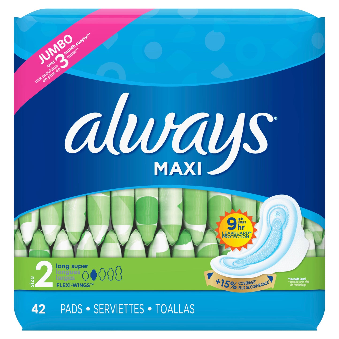 Always Maxi Thick Long; 42 Count; 6 Per Case