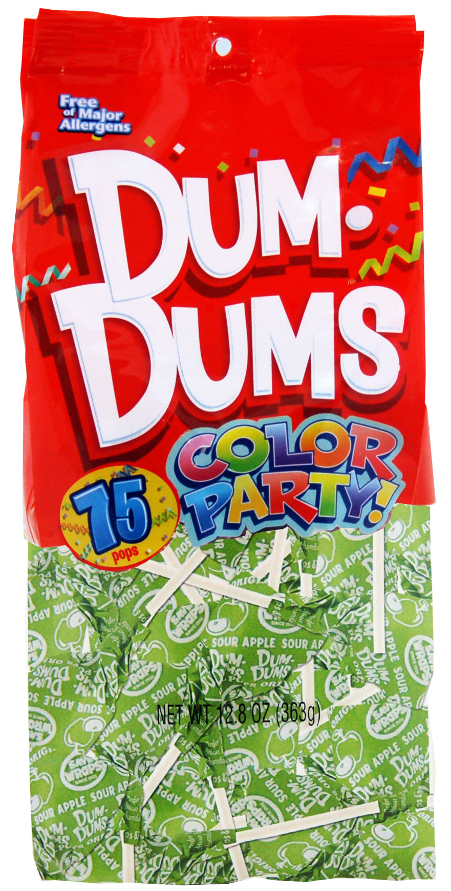 Dum Dums Pops Color Party Bright Green Sour Apple; 12.8 Ounces; 4 Per Case