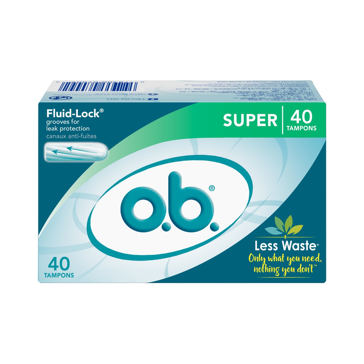 Ob Tampon Super; 40 Count; 3 Per Box; 4 Per Case