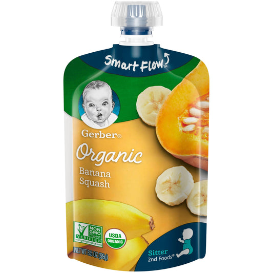 Gerber Organic Non-Gmo Banana Squash Organic Puree Baby Food Pouch; 3.5 Ounce; 6 Per Box; 2 Per Case