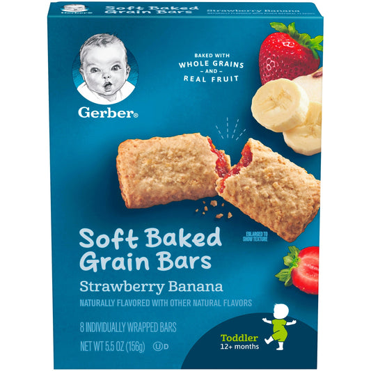 Gerber Graduates Strawberry Banana Soft Baked Grain Toddler Snack Bar; 5.5 Ounce; 8 Per Case