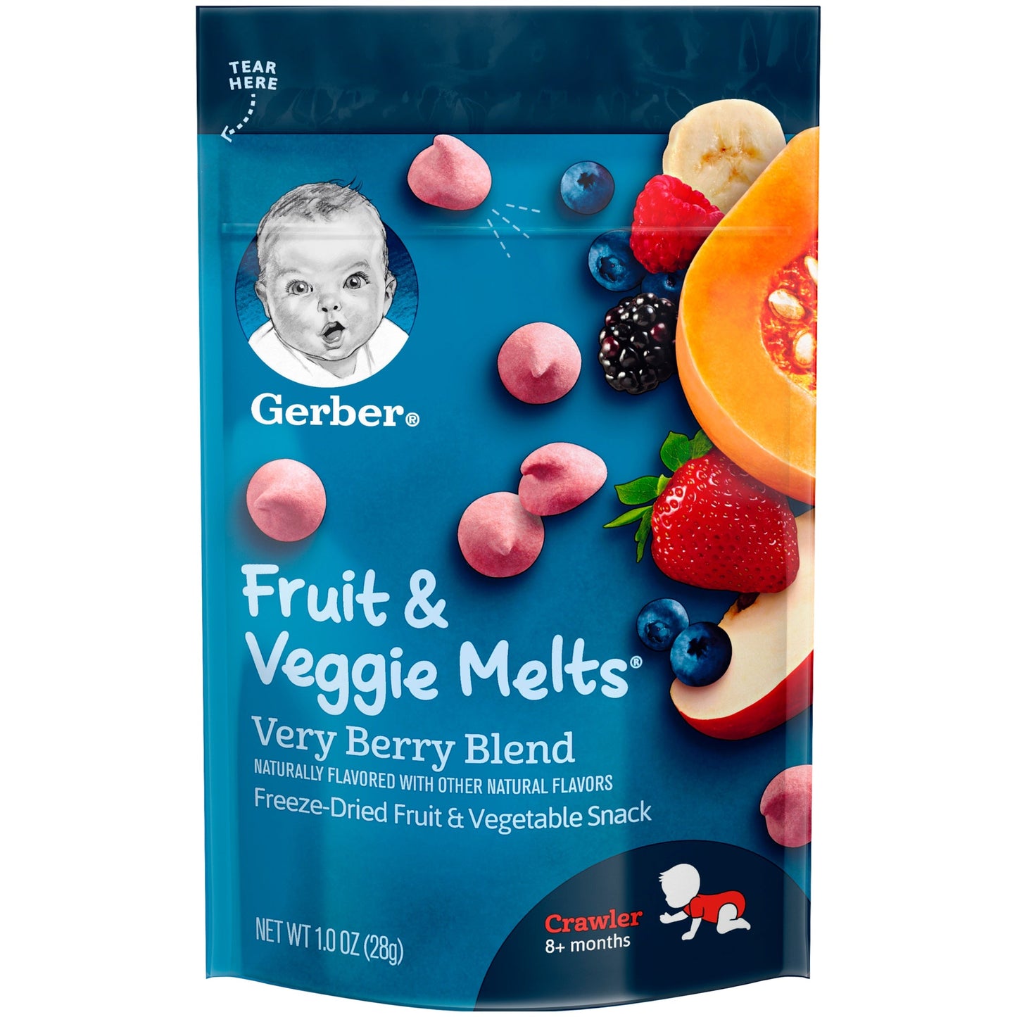 Gerber Graduates Non-Gmo Very Berry Blend Fruit And Veggie Melts Baby Snack Pouch; 1 Ounce; 7 Per Case