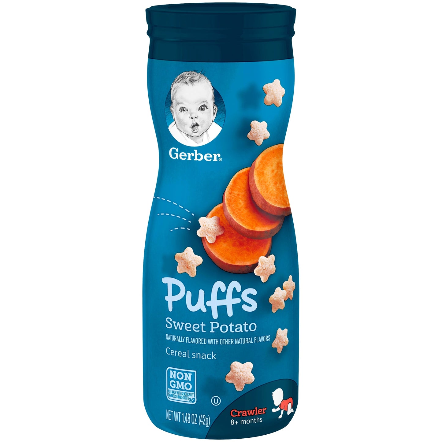 Gerber Graduates Non-Gmo Sweet Potato Puffs Cereal Baby Snack Canister; 1.48 Ounce; 6 Per Case