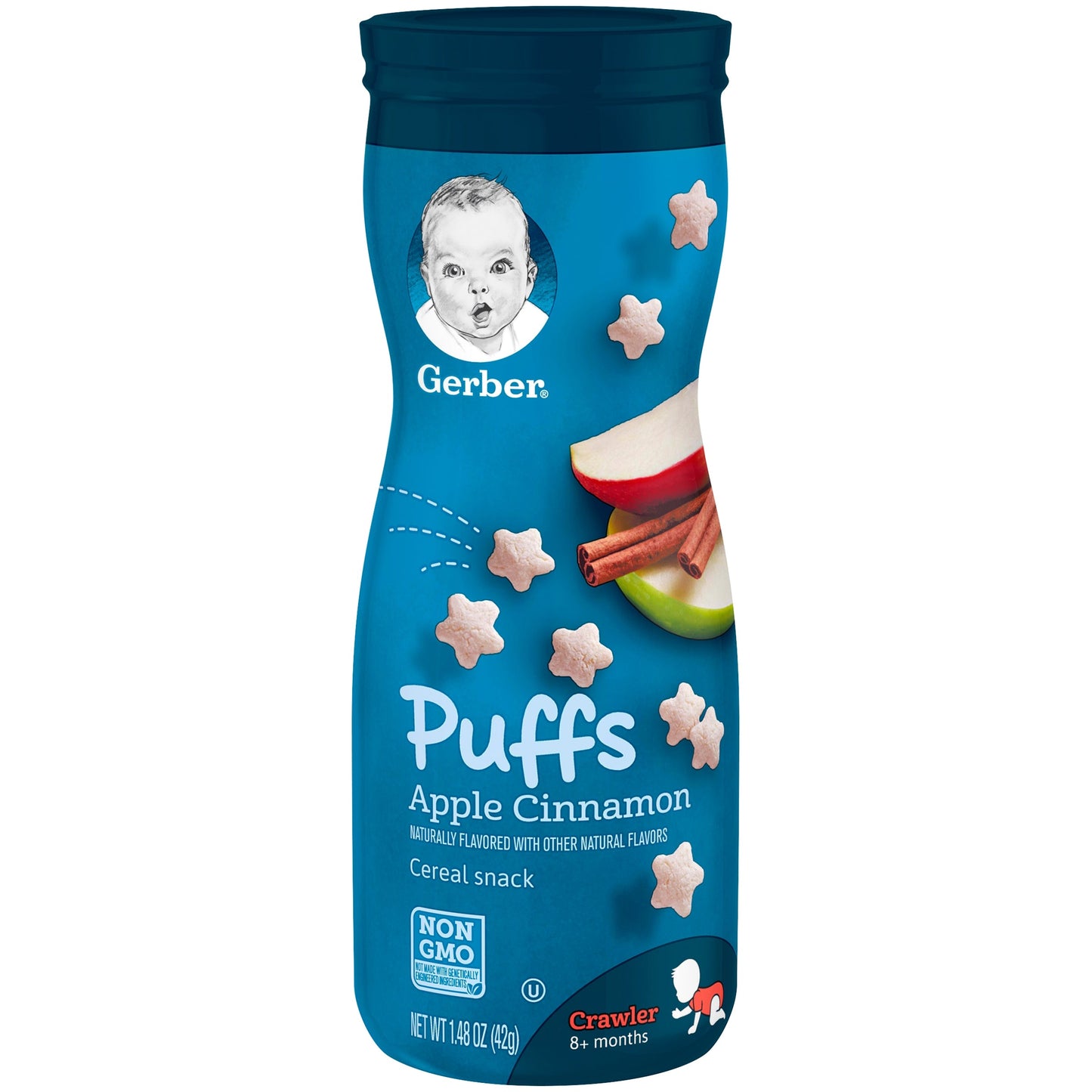 Gerber Graduates Non-Gmo Apple Cinnamon Puffs Cereal Baby Snack Canister; 1.48 Ounce; 6 Per Case