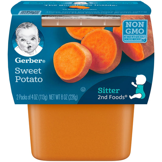 Gerber 2Nd Foods Non-Gmo Sweet Potato Puree Baby Food Tub; 2X 4 Oz Tubs; 8 Ounce; 8 Per Case