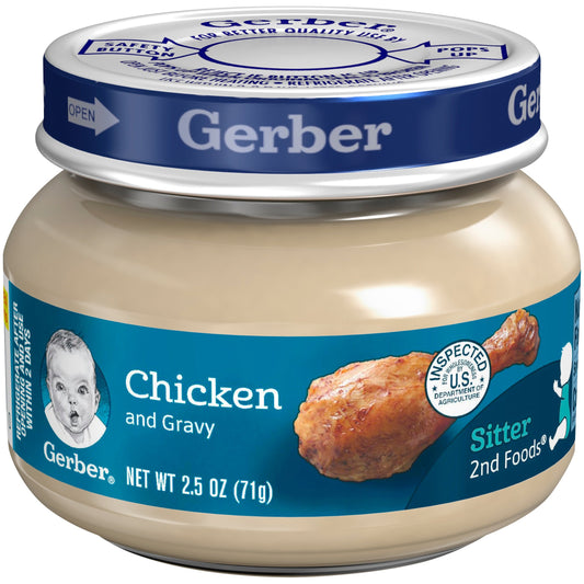 Gerber Mealtime For Baby Chicken And Gravy Puree Baby Food Jar; 2.5 Ounce; 10 Per Case