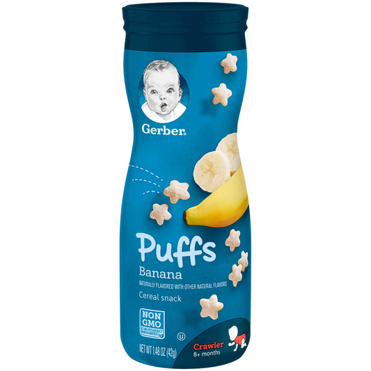 Gerber Graduates Non-Gmo Banana Puffs Cereal Baby Snack Canister; 1.48 Ounce; 6 Per Case