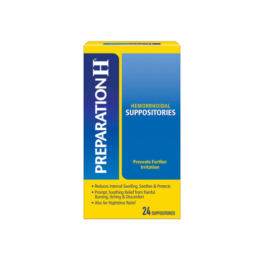 Preparation H Suppositories 24'S; 24 Each; 3 Per Box; 12 Per Case - High Mart Wholesale