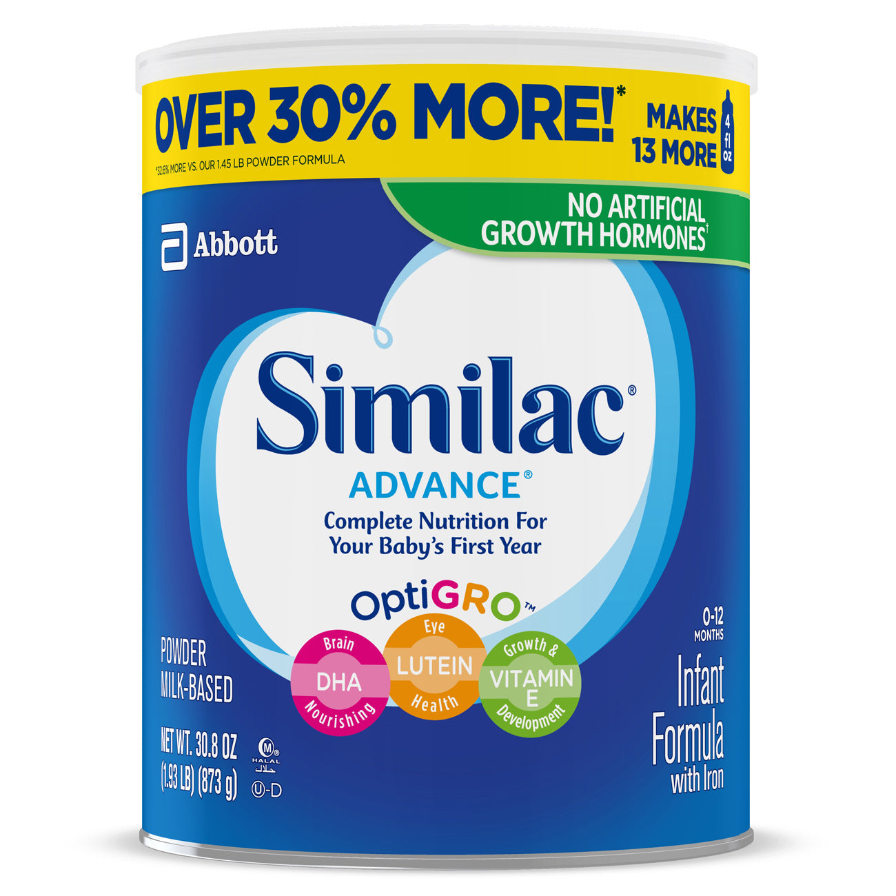 Similac Advance Non-Gmo Milk-Based Powder Infant Formula Can With Iron; 1.9 Pound; 6 Per Case - High Mart Wholesale