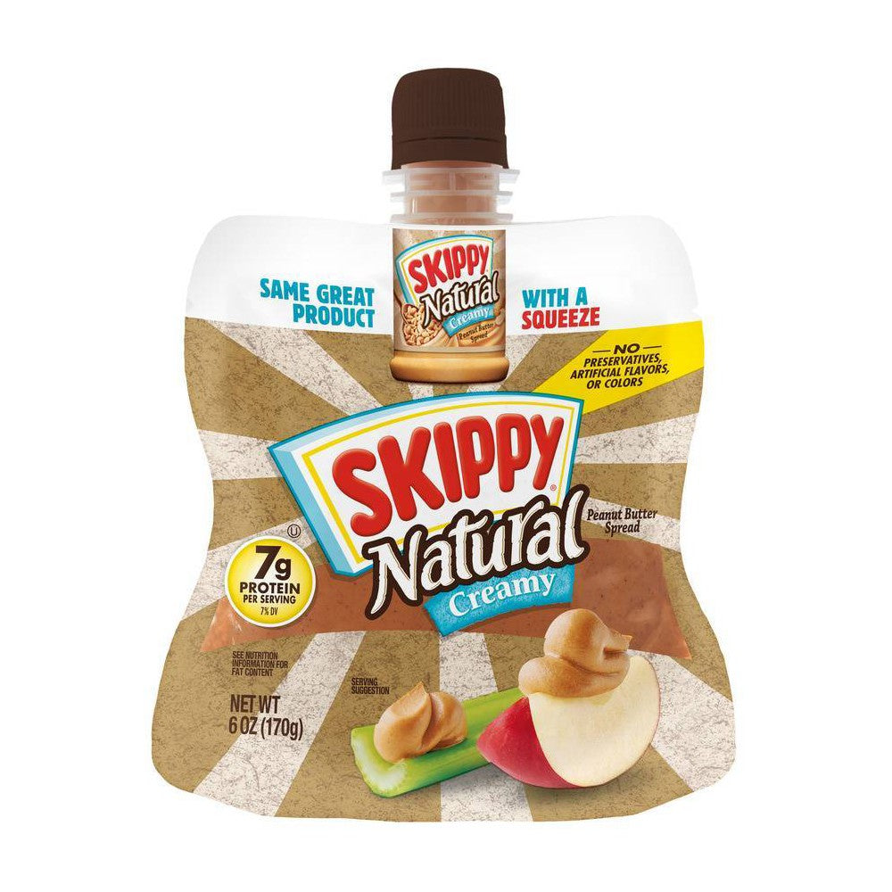 Skippy Natural Peanut Butter Spread Squeeze Pack; 6 Ounces; 6 Per Case