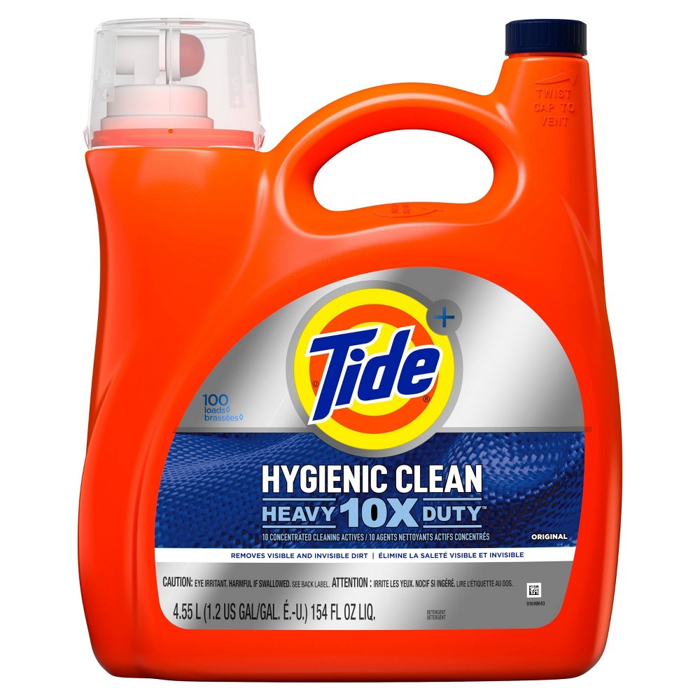 Tide Base Laundry Detergent Liquid Low Suds Original Handle Hygienic Clean; 4.55 Liter; 4 Per Case