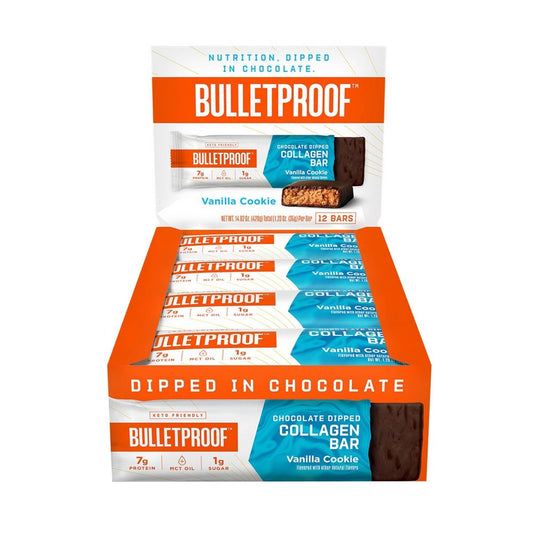 Bulletproof Vanilla Cookie Chocolate Dipped Collagen; 1.23 Ounces; 12 Per Box; 6 Per Case - High Mart Wholesale