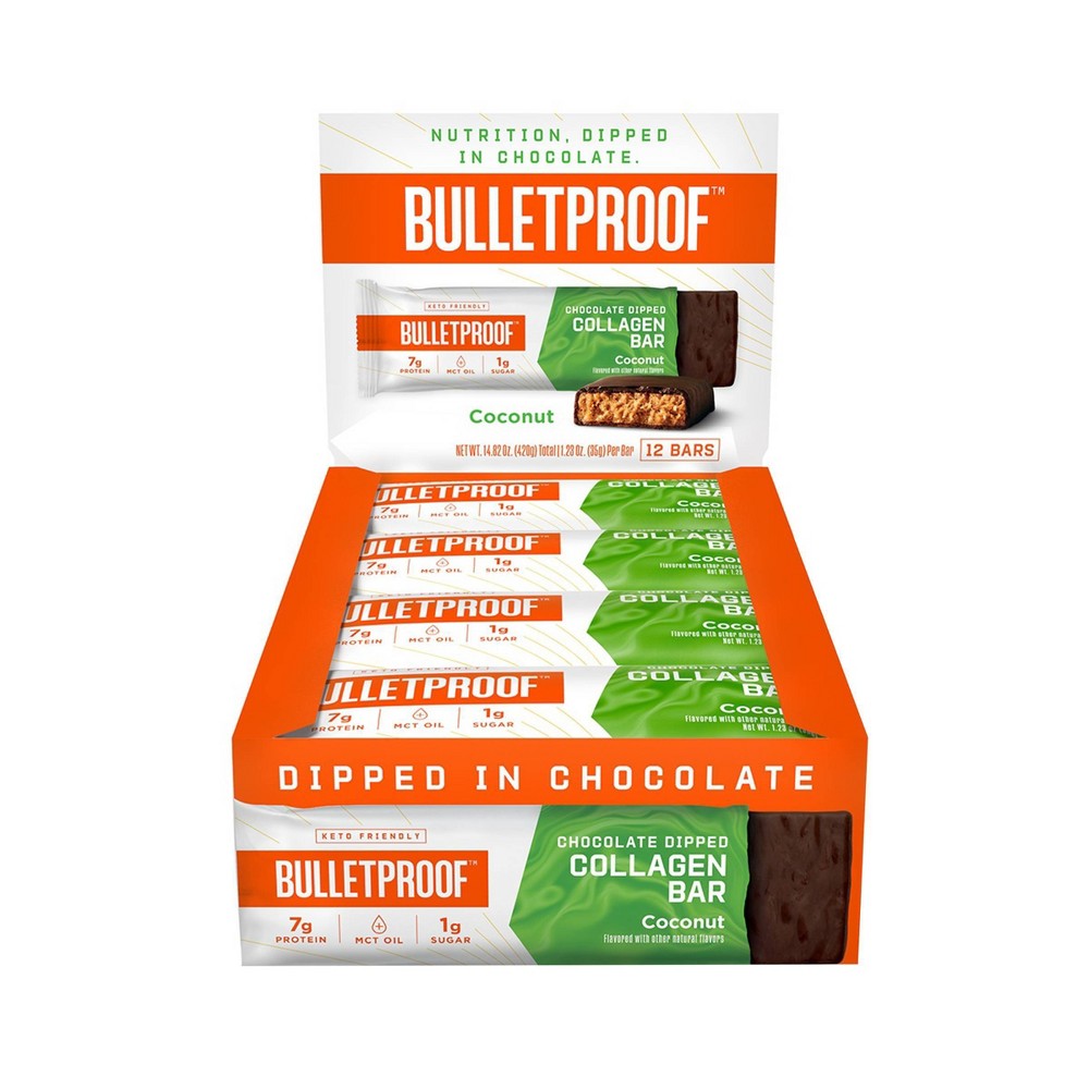 Bulletproof Coconut Chocolate Dipped Collagen Bar; 1.23 Ounces; 12 Per Box; 6 Per Case - High Mart Wholesale