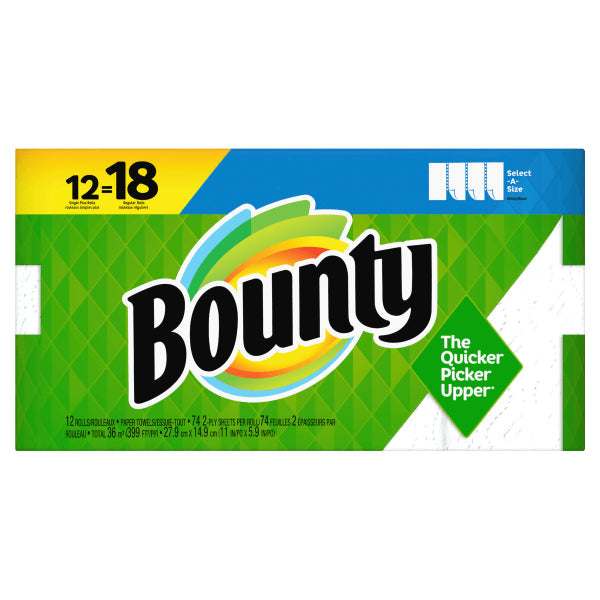 Bounty Single Plus Select A Size White Paper Towel; 12 Count; 1 Per Case