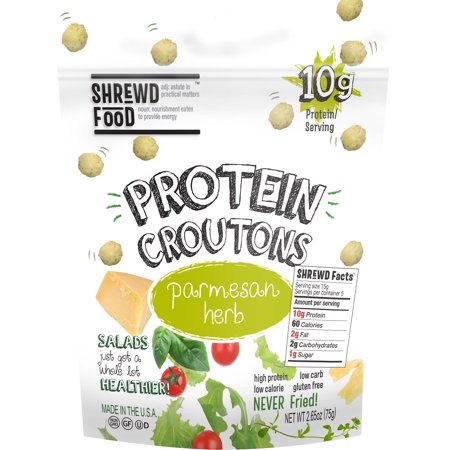 Shrewd Food Parmesan And Herb Protein Crouton Bag; 2.65 Ounce; 12 Per Case - High Mart Wholesale