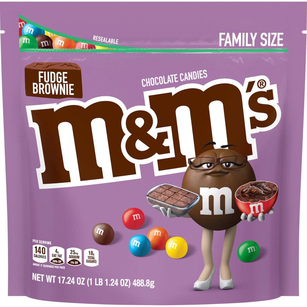 M&M's Fudge Brownie Family Size Stand Up Pouch; 17.24 Ounces; 8 Per Case