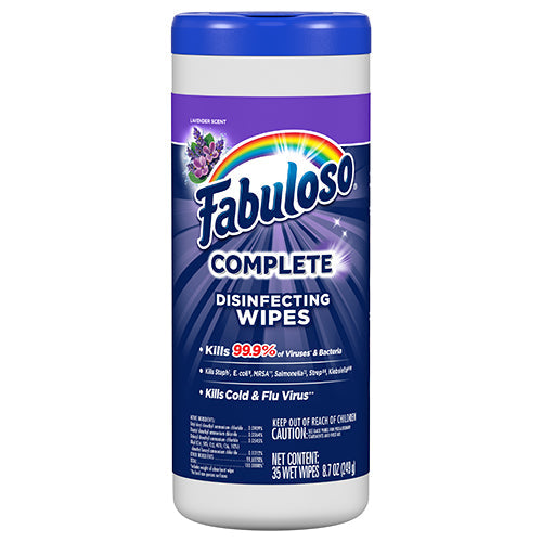 Fabuloso Complete Disinfecting Cleaning Wipes Lavender; 35 Count; 8 Per Case