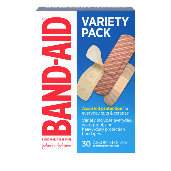 Band Aid Adhesive Bandages Variety Pack; 30 Count; 6 Per Box; 4 Per Case