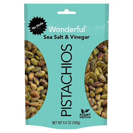 Wonderful Pistachios Pistachio No Shell Sea Salt & Vinegar; 5.5 Ounces; 10 Per Case