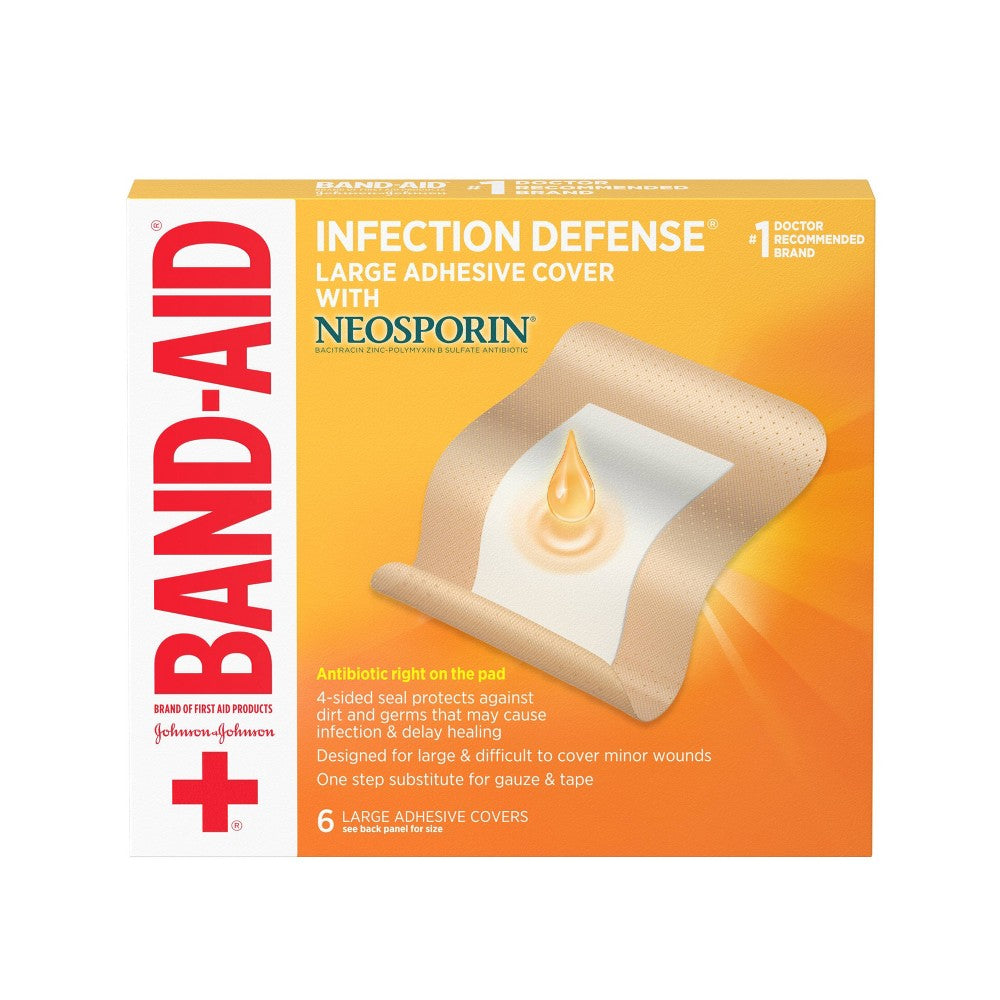 Band Aid Infect Defense Large Cover; 1 Count; 3 Per Box; 4 Per Case - High Mart Wholesale
