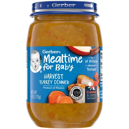 Gerber Mealtime For Baby Turkey Puree Baby Food Jar; 6 Ounce; 12 Per Case