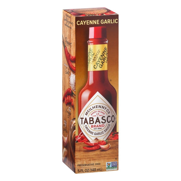 Tabasco Cayenne Garlic Pepper Hot Sauce Bottle; 5 Fluid Ounce; 12 Per Case