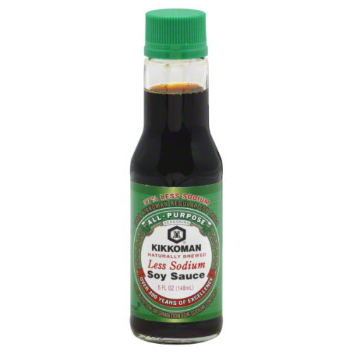 Kikkoman Less Sodium Soy Sauce Bottle; 5 Fluid Ounce; 12 Per Case - High Mart Wholesale