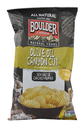 Boulder Canyon Chips Canyon Cut Olive Oil Sea Salt & Cracked Pepper; 6 Ounces; 12 Per Case - High Mart Wholesale