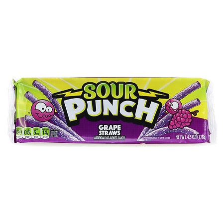Sour Punch Straws Grape; 4.5 Ounce; 24 Per Case - High Mart Wholesale