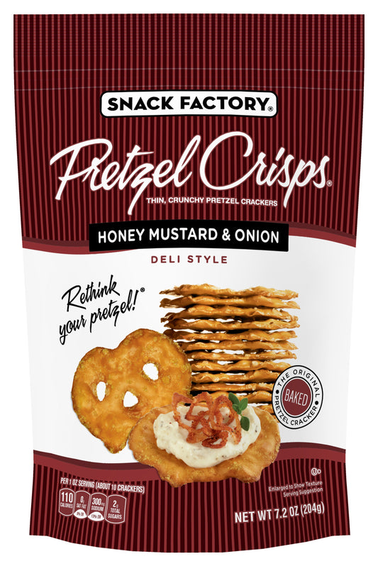 Snack Factory Pretzel Crisps Honey Mustard Onion; 7.2 Ounce; 12 Per Case - High Mart Wholesale