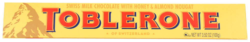 Toblerone Candy Chocolate Bar Milk Chocolate; 3.52 Ounces; 20 Per Box; 4 Per Case - High Mart Wholesale