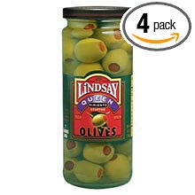 Lindsay Stuffed Manzanilla Imported 340/360 Olives Bulk; 84 Ounce; 4 Per Case - High Mart Wholesale