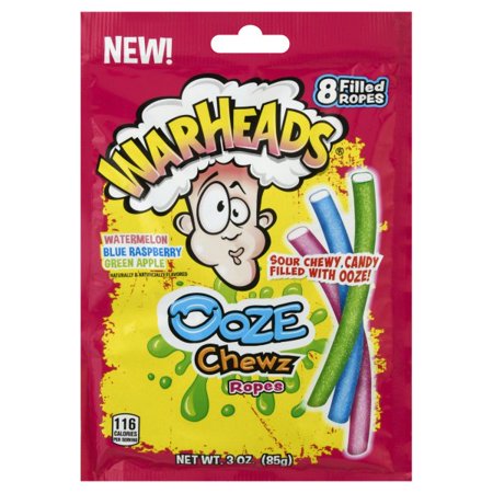 Warheads Ooze Chews Ropes Peg Bag; 3 Ounces; 12 Per Case