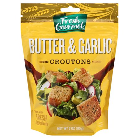 Fresh Gourmet Homestyle Butter And Garlic Crouton Bag; 3 Ounce; 15 Per Case - High Mart Wholesale